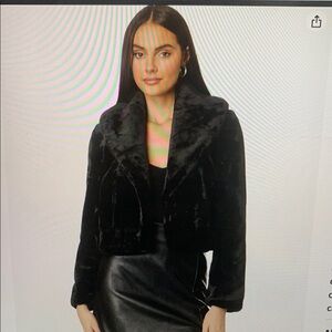 BLANKNYC Womens Like New Large Black Faux Fur Coat